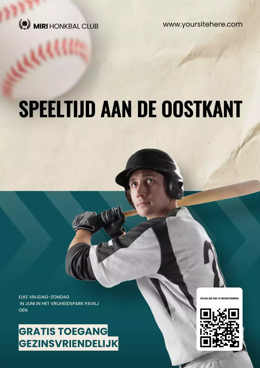 Crèmekleurige moderne Zwitserse honkbal regionale sportpromotieposter