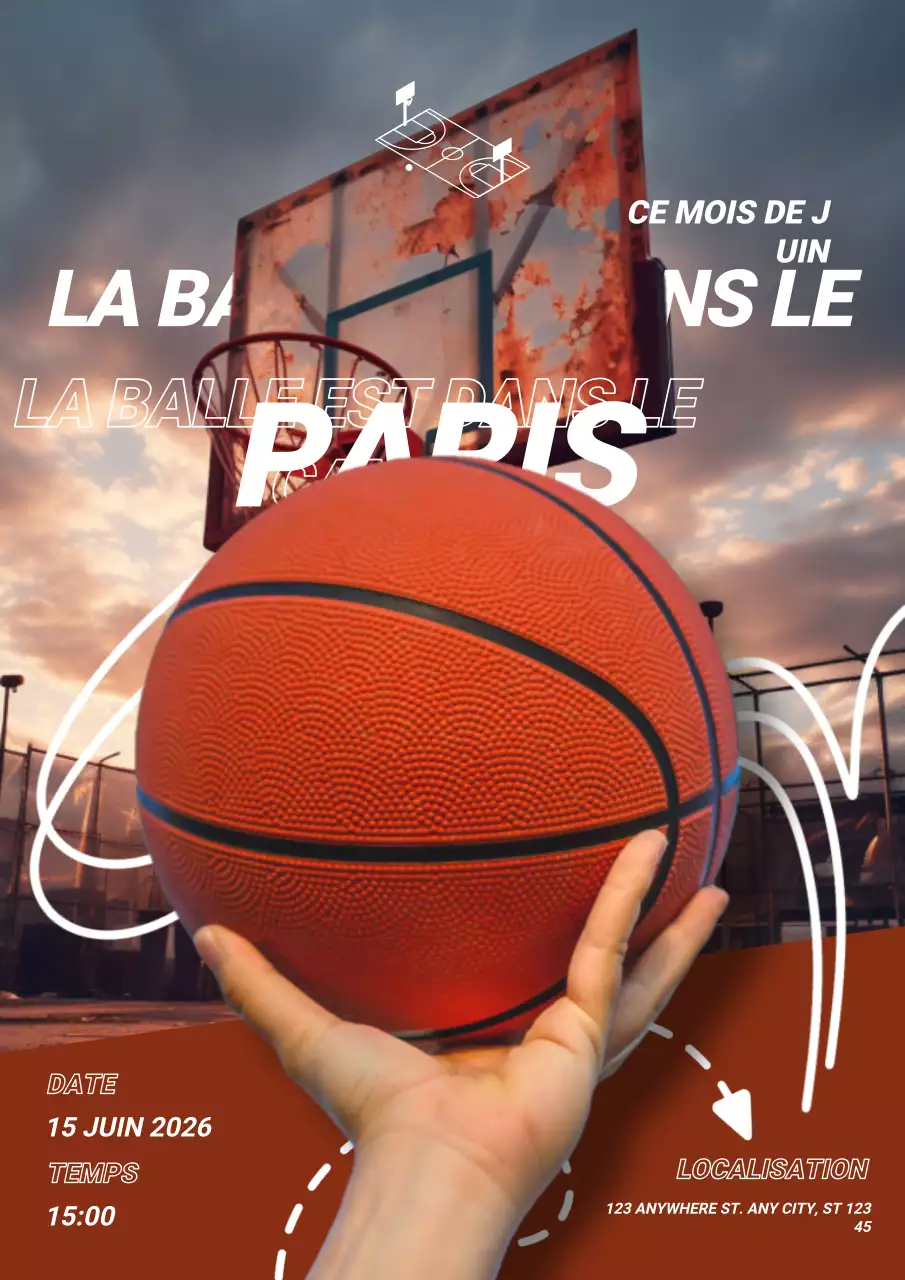 Événement de basket-ball urbain Rustic Orange