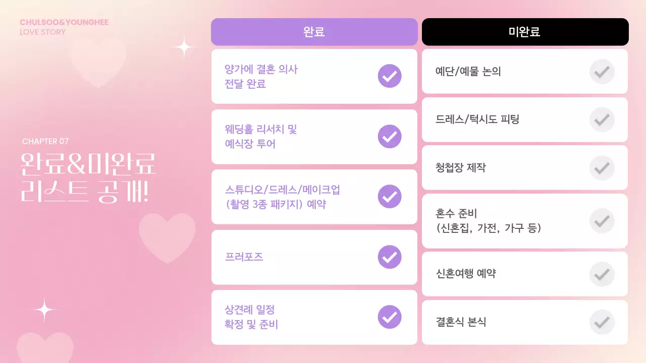 핑크 로맨틱 결혼 초대장