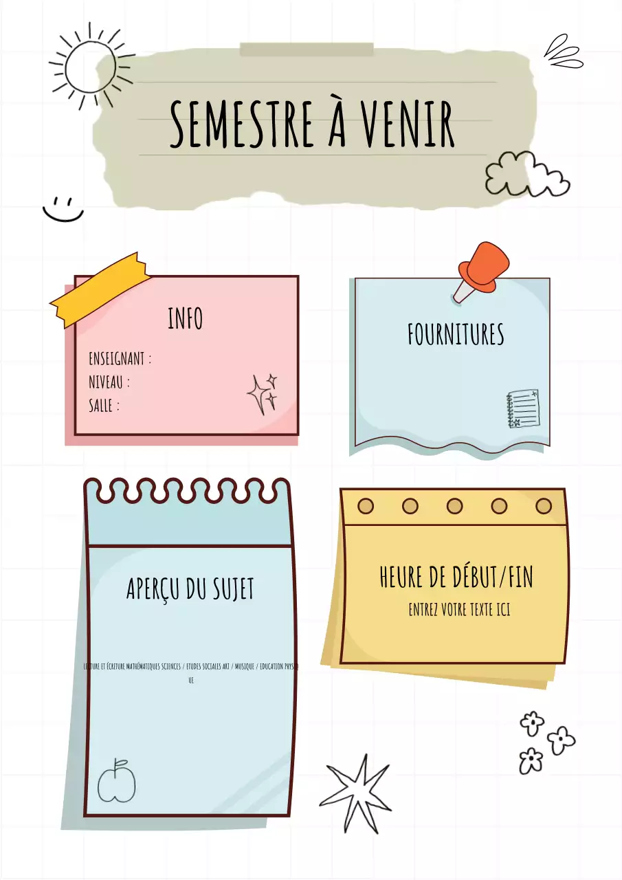 Agenda semestriel créatif pastel