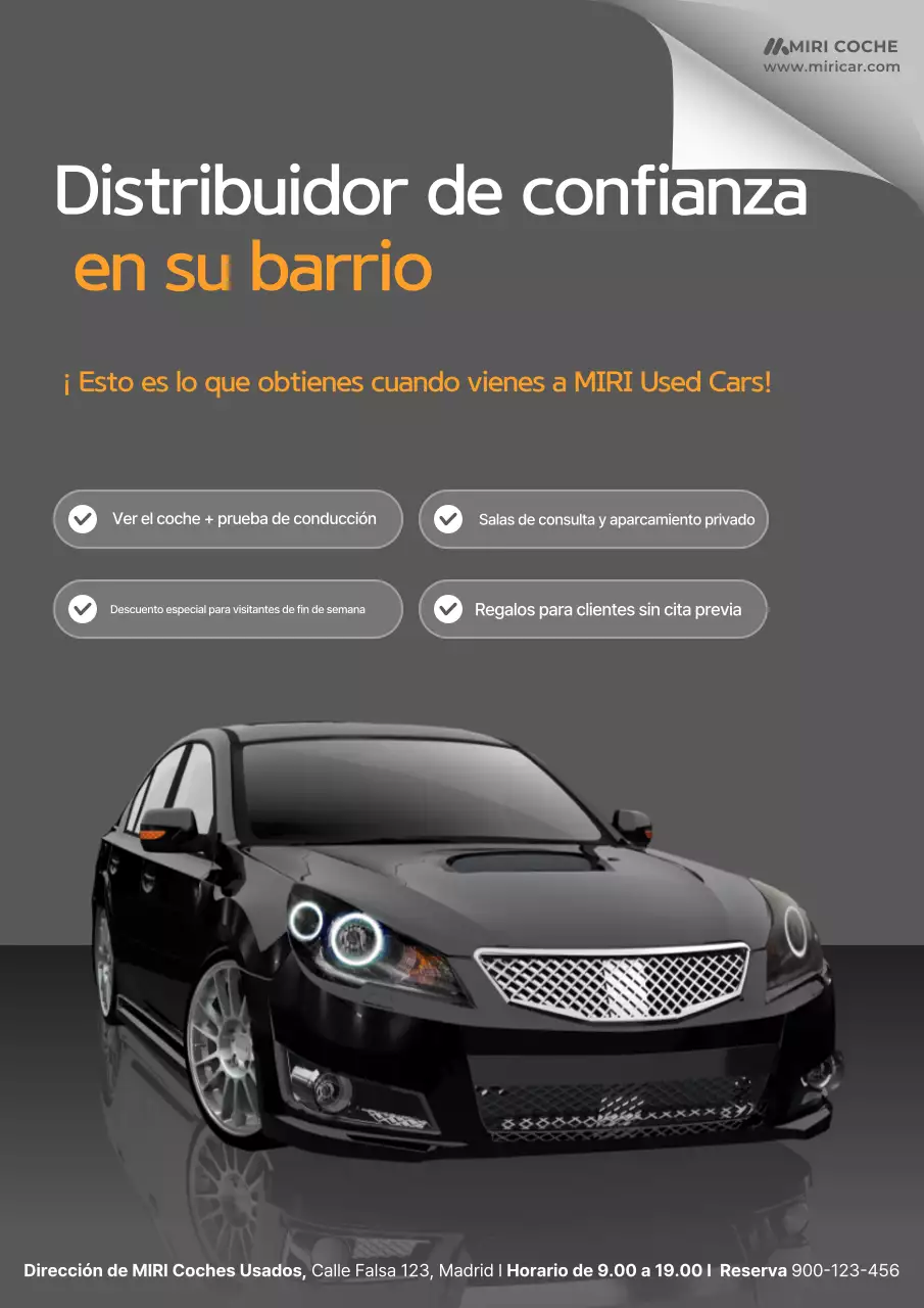 Anuncio de coche moderno gris