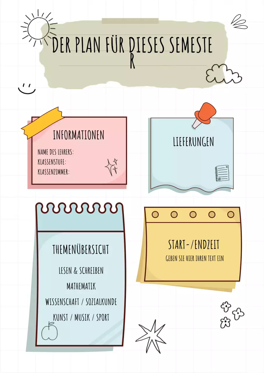 Pastell Kreativer Semesterplaner