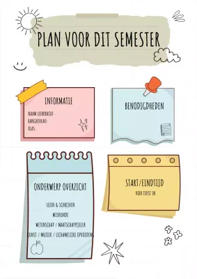 Pastelkleurige creatieve semesterplanner