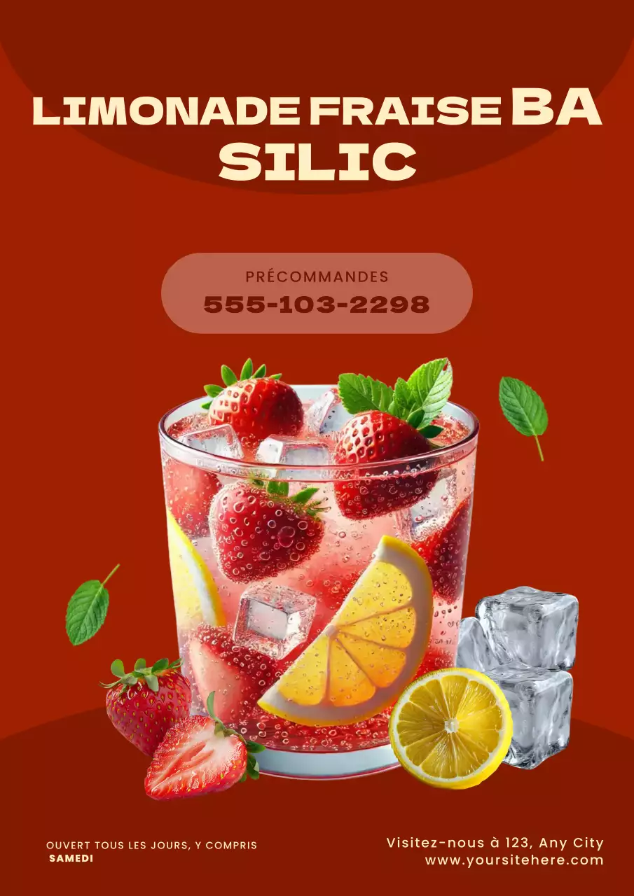 Affiche promotionnelle de boissons rétro rouge