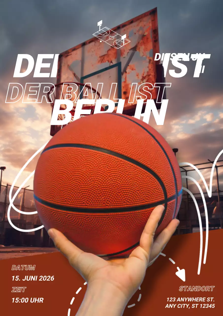 Rustikales orangefarbenes urbanes Basketball-Event