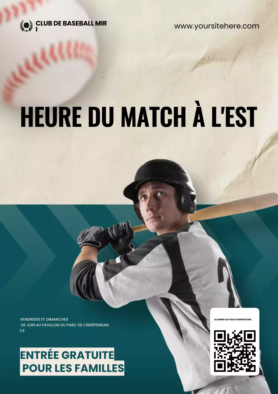 Affiche de promotion des sports régionaux de baseball suisse moderne couleur crème