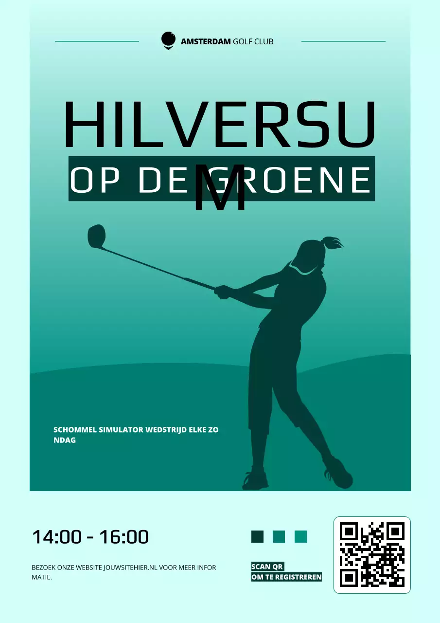 Poster voor aankondiging van Teal Flat Modern Golf Regionale Sportevenementen