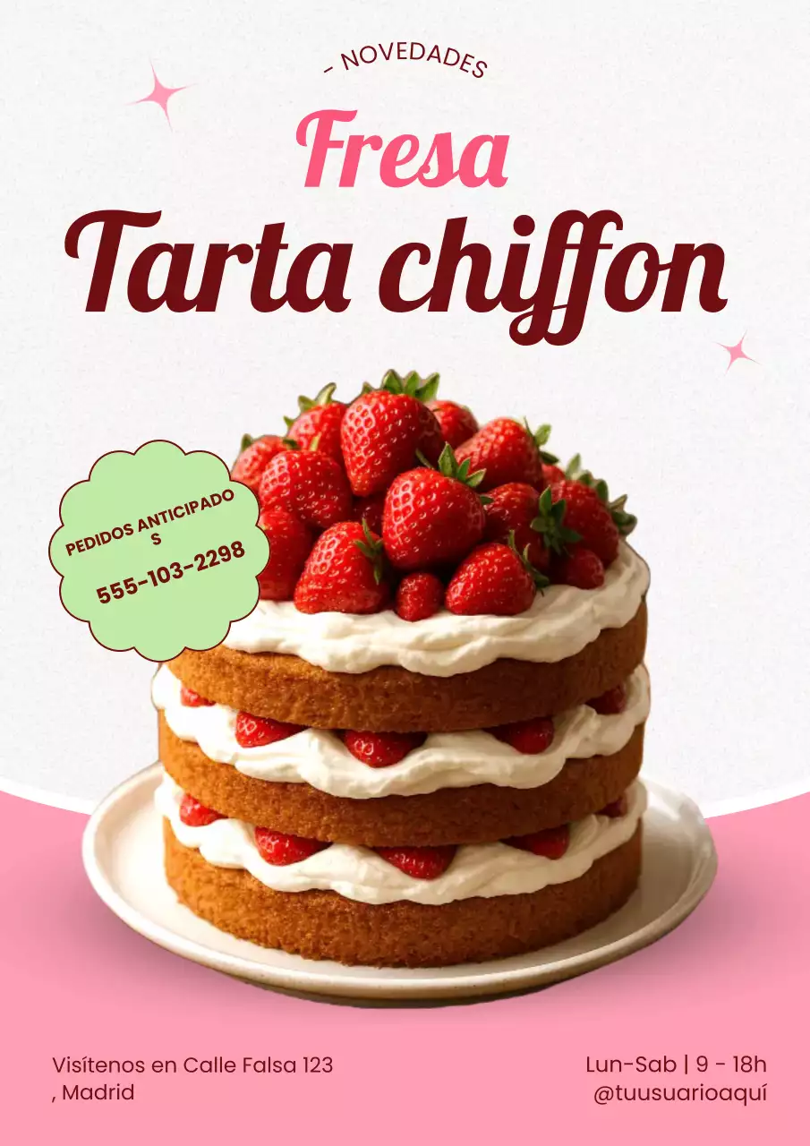 Promoción de postres modernos de color rosa