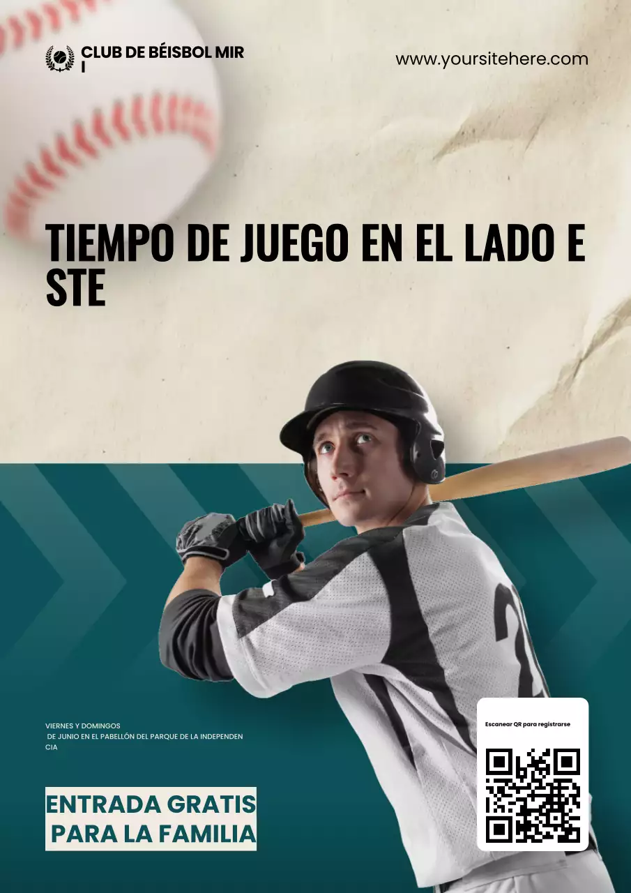 Póster promocional deportivo regional de béisbol suizo moderno en color crema