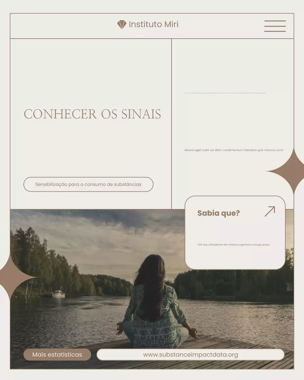 Publicação no Instagram sobre conscientização sobre o uso de substâncias modernas bege