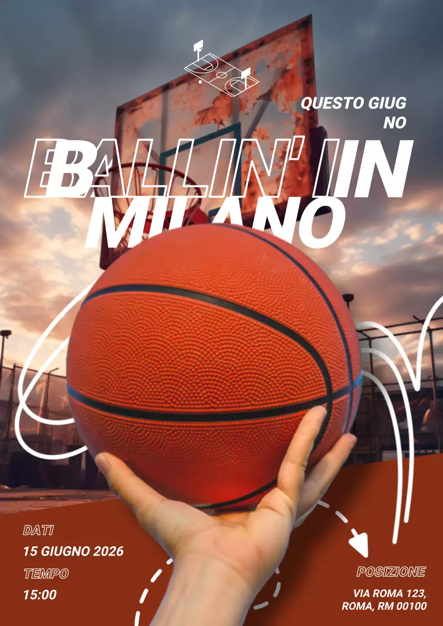 Evento di basket urbano rustico arancione