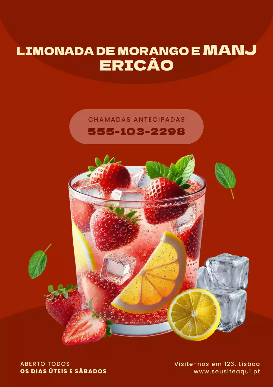 Cartaz promocional de bebidas retrô vermelho