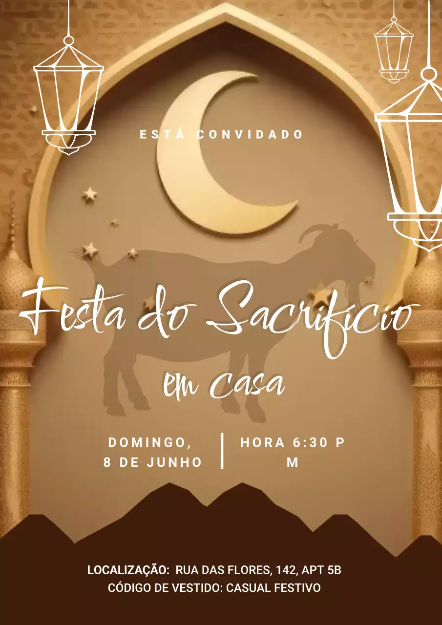 Convite Dourado Tradicional para o Eid