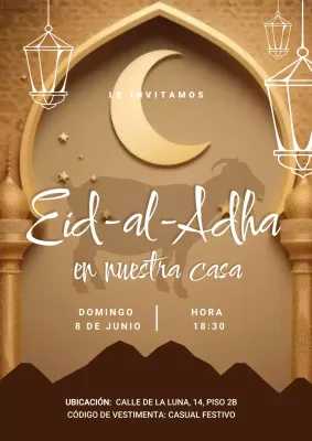 Invitación tradicional dorada para Eid
