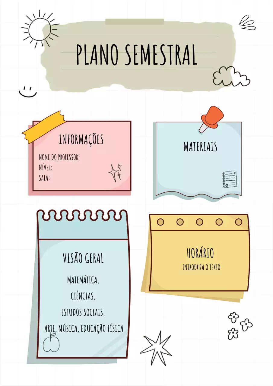 Planejador Semestre Criativo Pastel