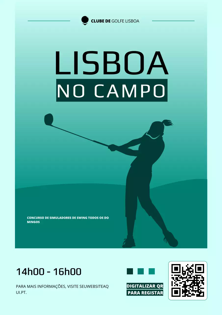 Cartaz de anúncio do evento esportivo regional Teal Flat Modern Golf