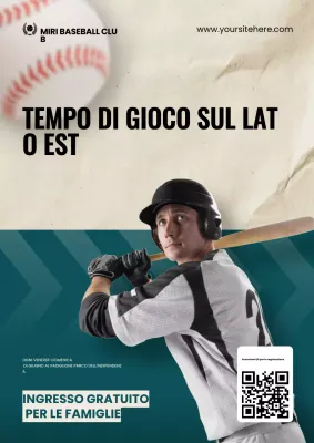 Manifesto promozionale sportivo regionale del baseball svizzero moderno color crema