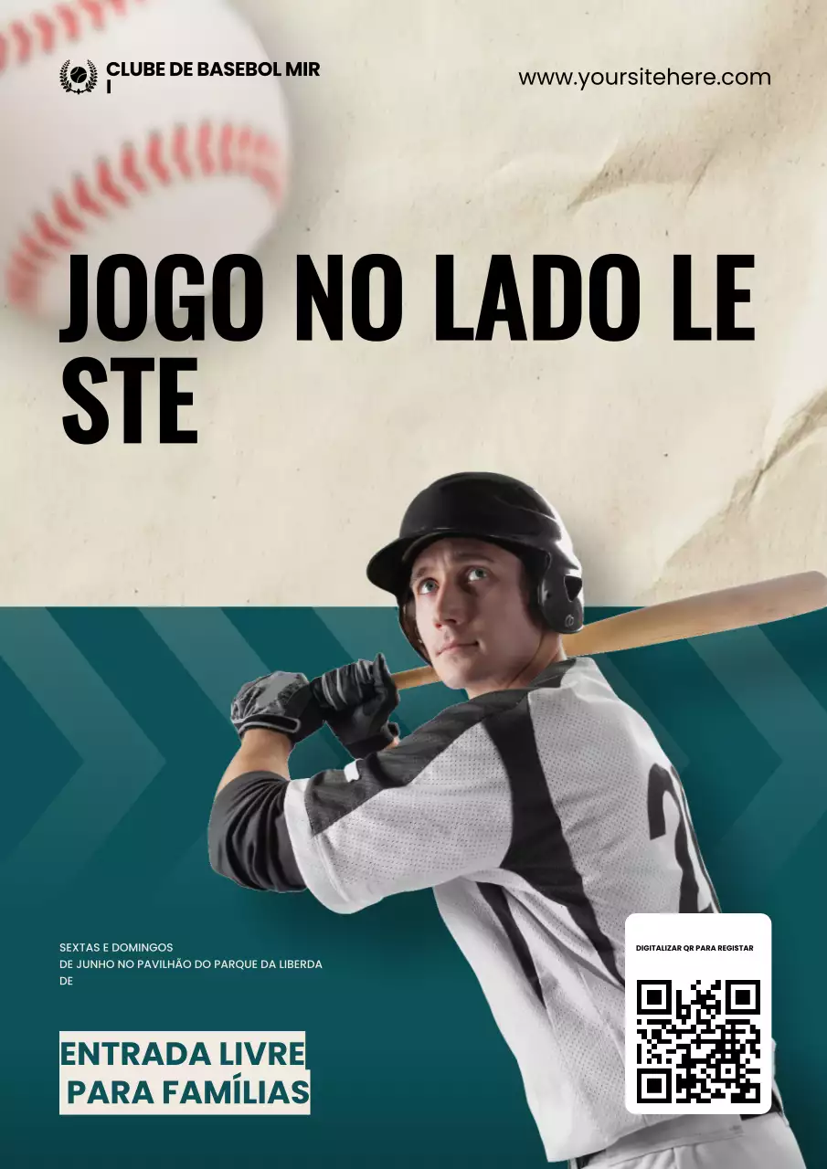 Cartaz de promoção esportiva regional de beisebol suíço moderno em creme