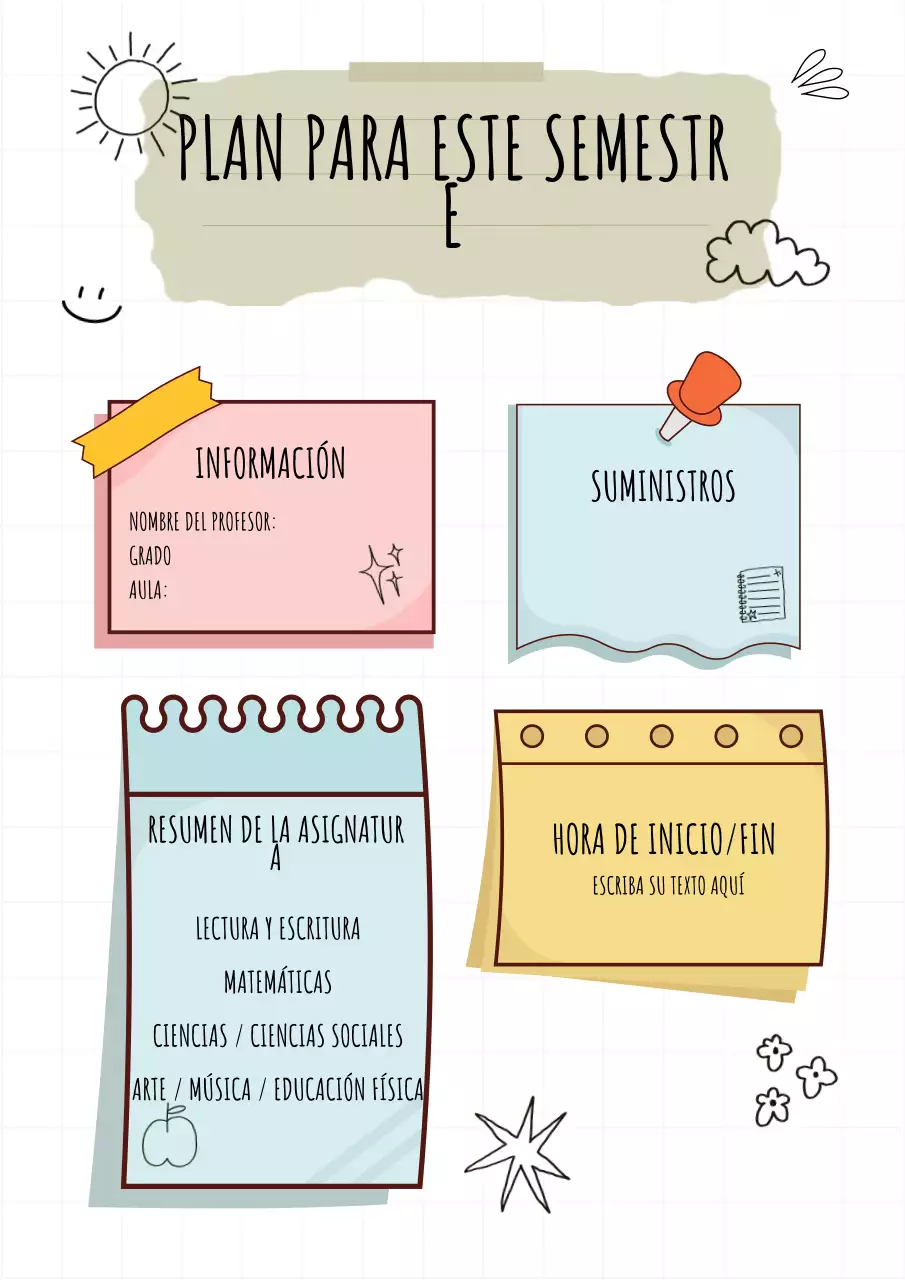 Planificador semestral creativo en colores pastel