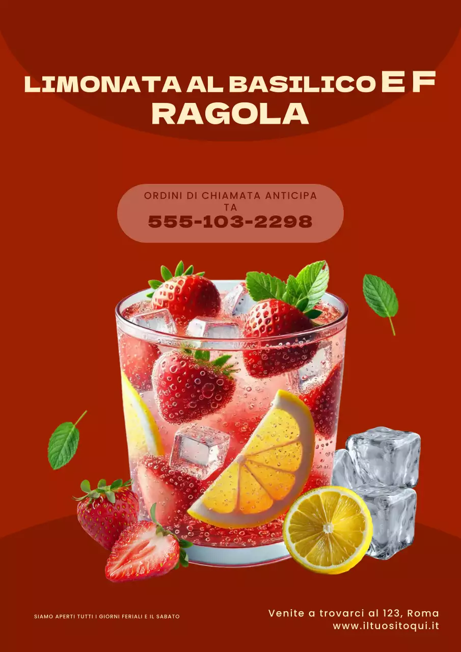 Poster promozionale di bevande retrò rosse