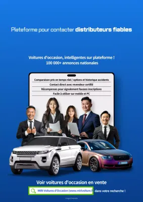 Publicité pour une voiture d'occasion moderne bleue