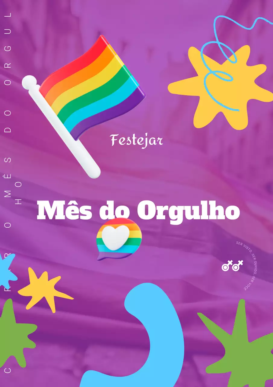 Anúncio da celebração do Mês do Orgulho Moderno Roxo