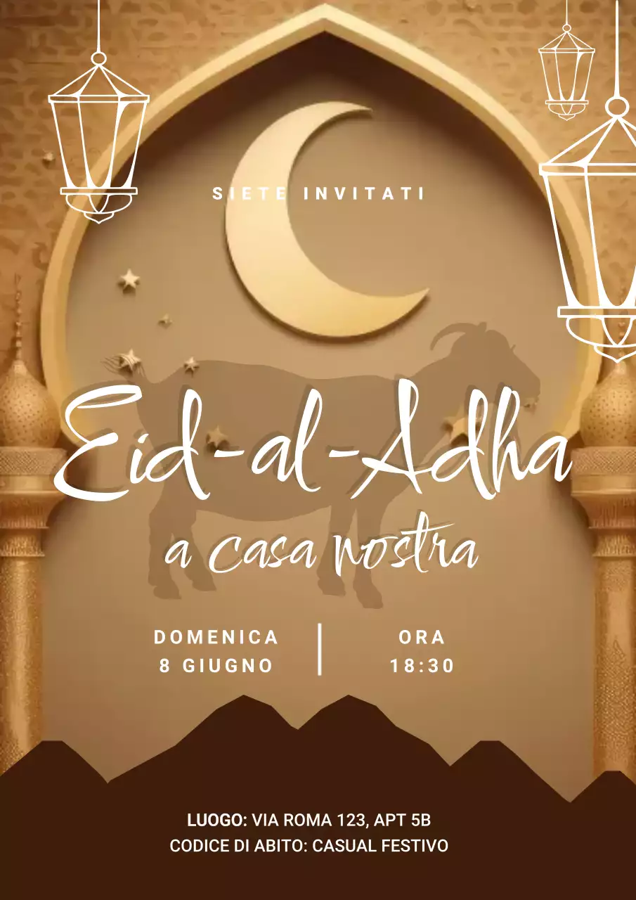 Invito tradizionale dorato per l'Eid