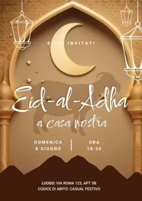 Invito tradizionale dorato per l'Eid