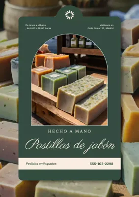 Anuncio de jabón rústico verde