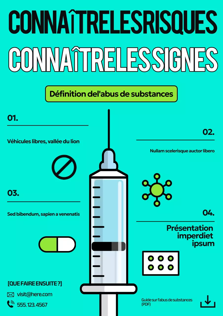 Affiche du guide des substances modernes bleu sarcelle