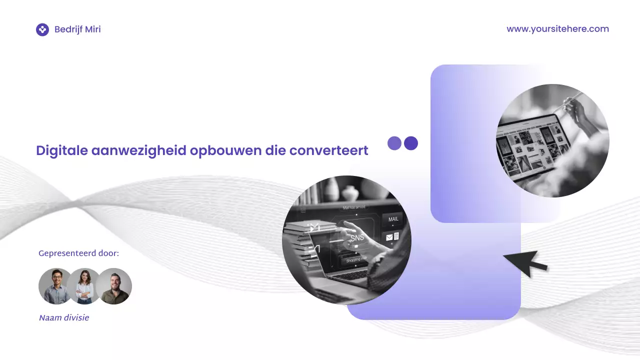 Paarse moderne digitale marketingpresentatie