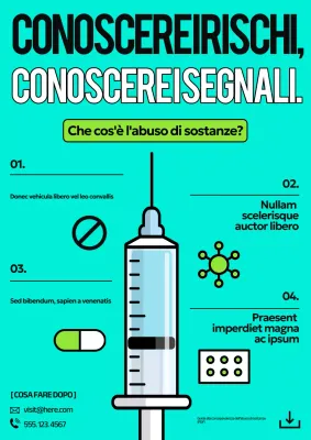 Poster della guida alle sostanze moderne color turchese