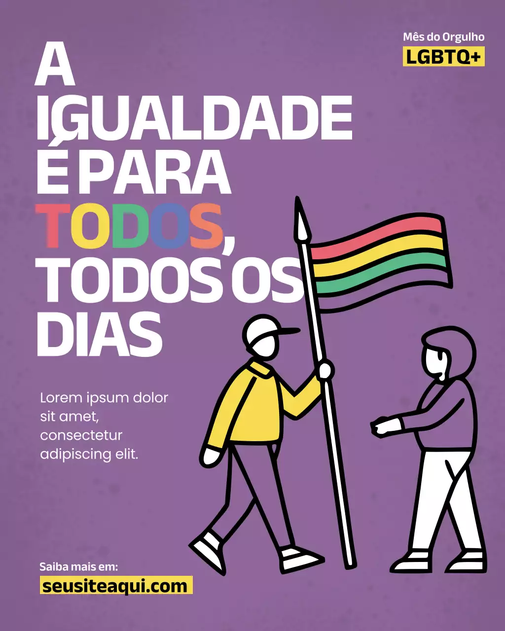 Postagem do Instagram sobre Igualdade Moderna Roxa