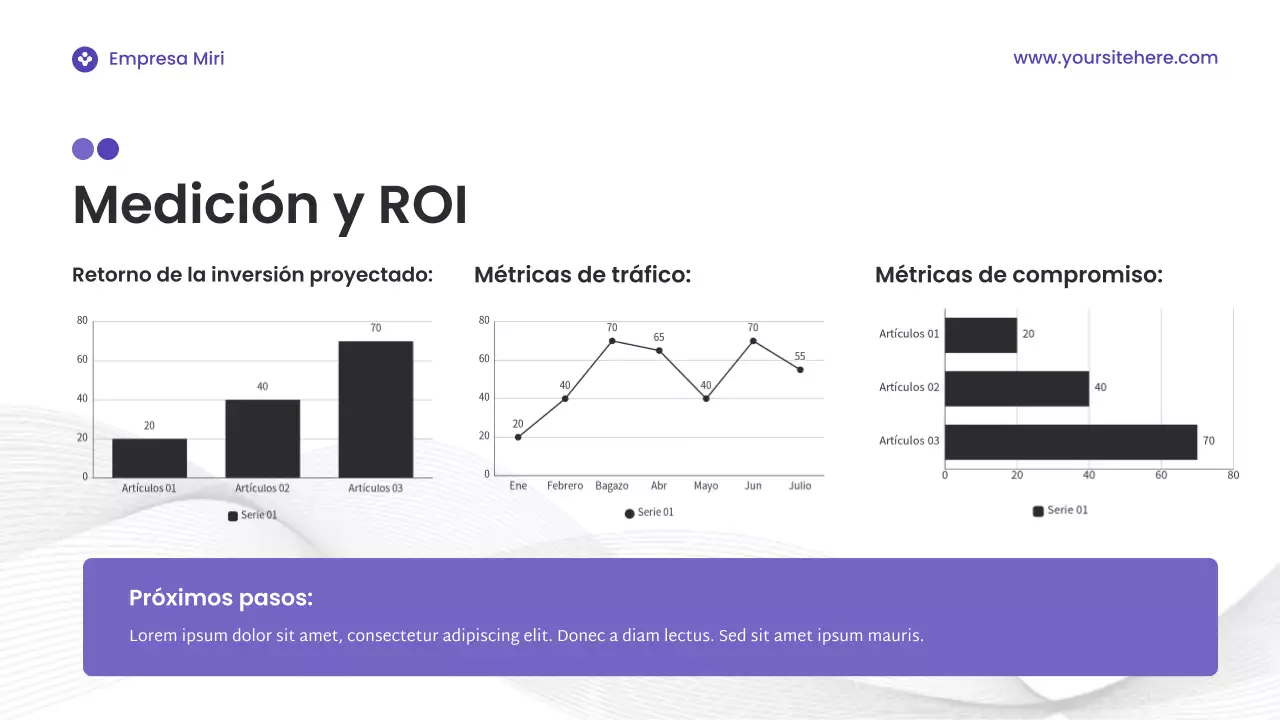 Presentación de marketing digital moderna y morada
