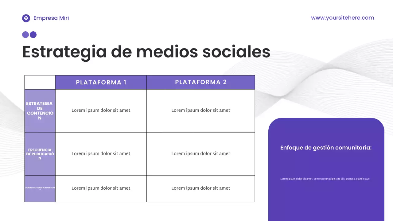 Presentación de marketing digital moderna y morada