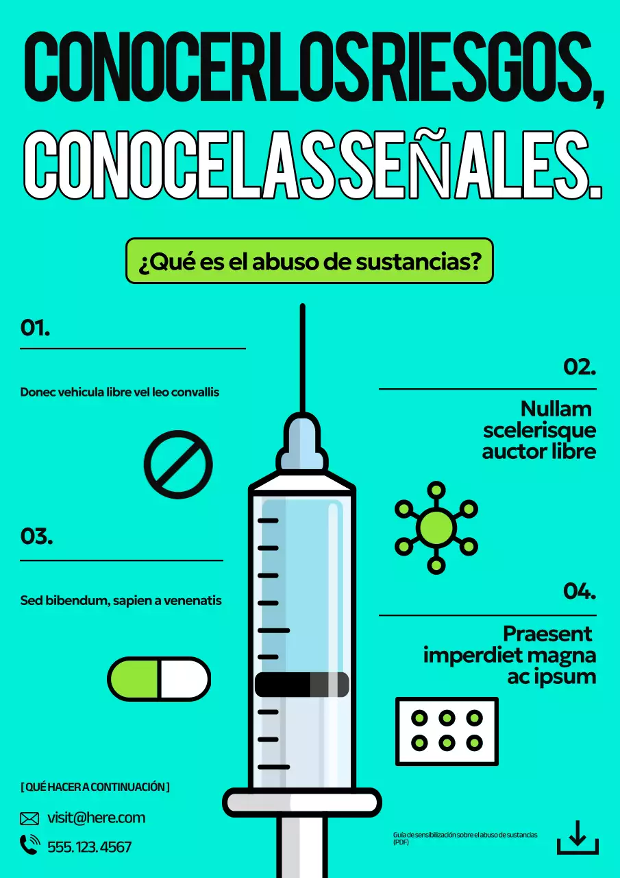 Póster de la Guía de Sustancias Modernas en color verde azulado