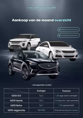 Hemelsblauwe moderne autoverkoop