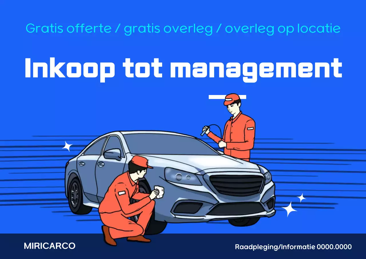 Blauwe en marineblauwe pop-art-promotie voor tweedehands auto's