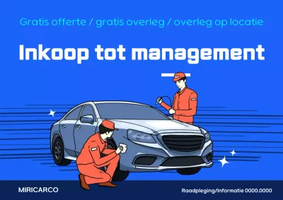 Blauwe en marineblauwe pop-art-promotie voor tweedehands auto's