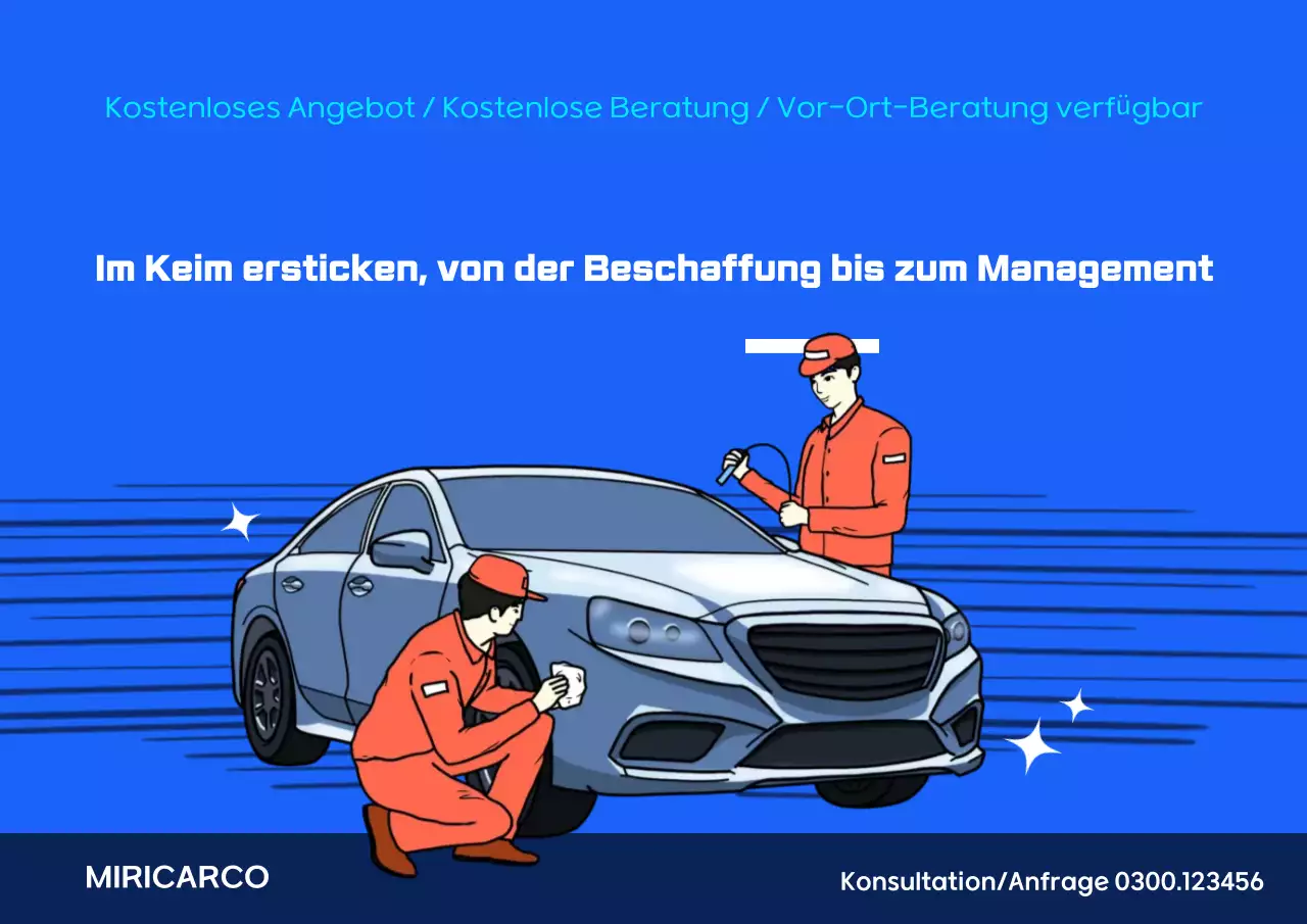 Werbung für Gebrauchtwagenladen im Pop-Art-Stil in Blau und Marineblau