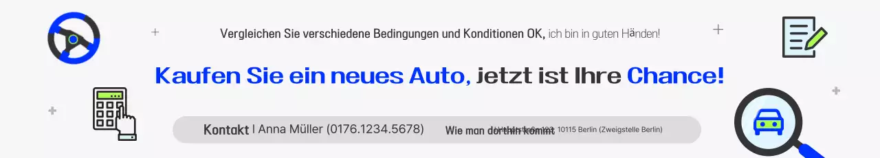 Niedliche Aktion zum Kauf eines weiß-blauen Autos