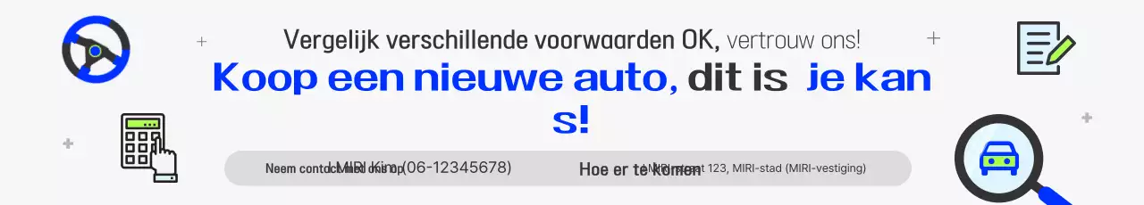 Leuke witte en blauwe auto-aankoopactie