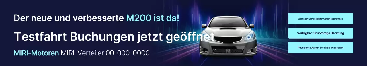 Einfache Werbeanzeige für ein blaues Auto