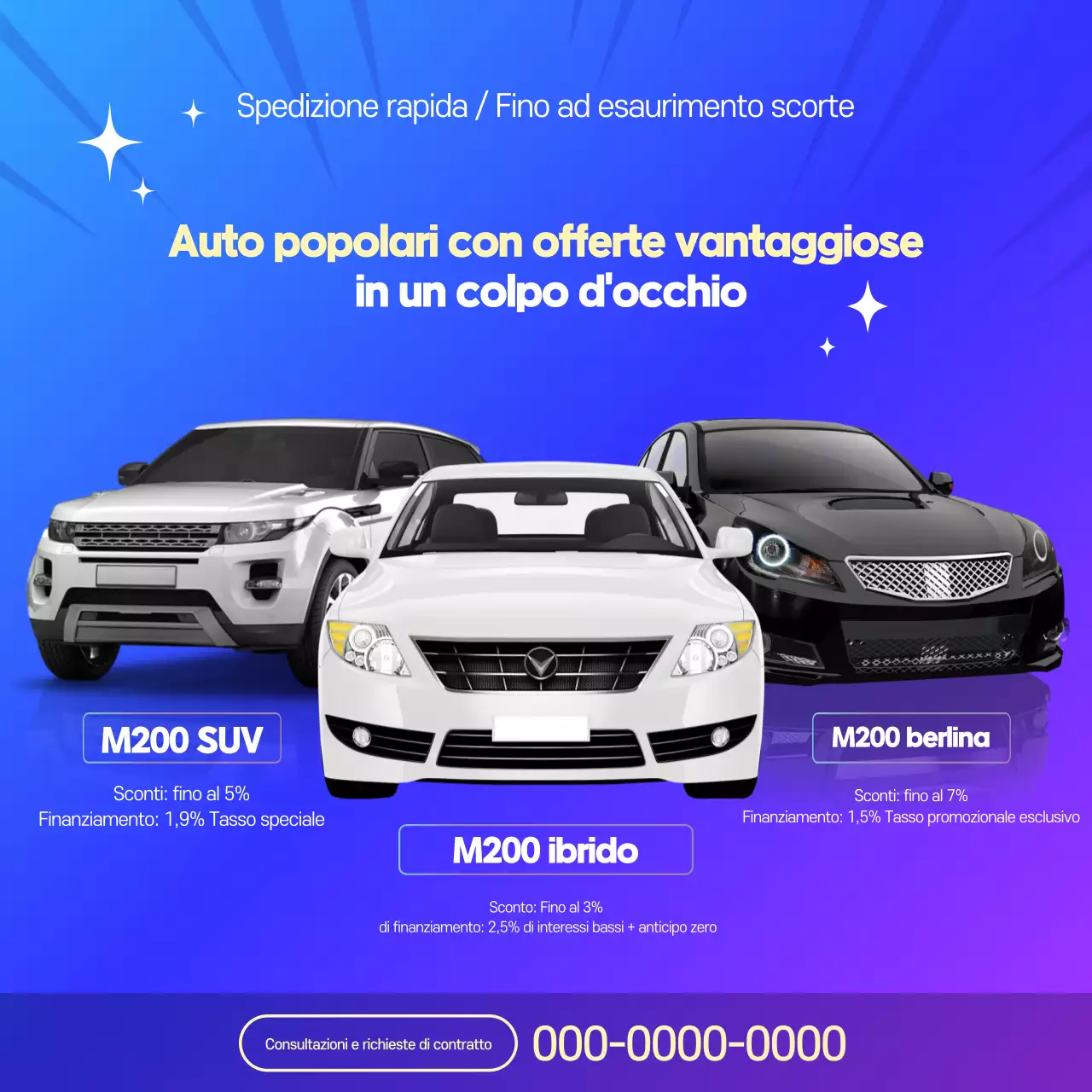 Promozione auto moderna blu