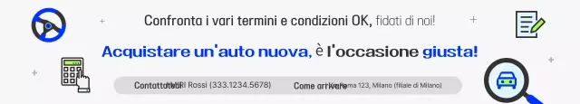 Promozione carina per l'acquisto di un'auto bianca e blu