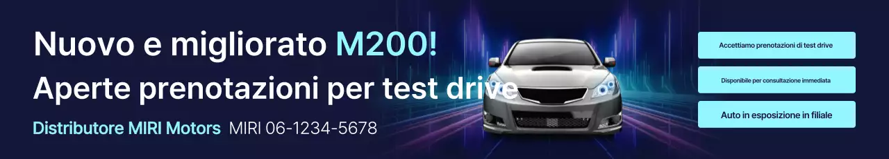 Semplice pubblicità promozionale di un'auto blu