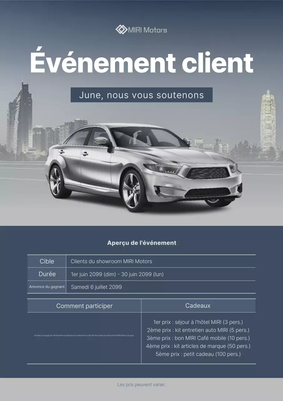 Promotion d'un événement de voitures modernes grises