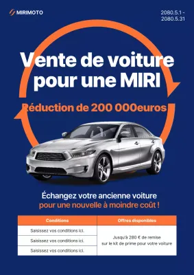Promotion de voitures modernes bleues