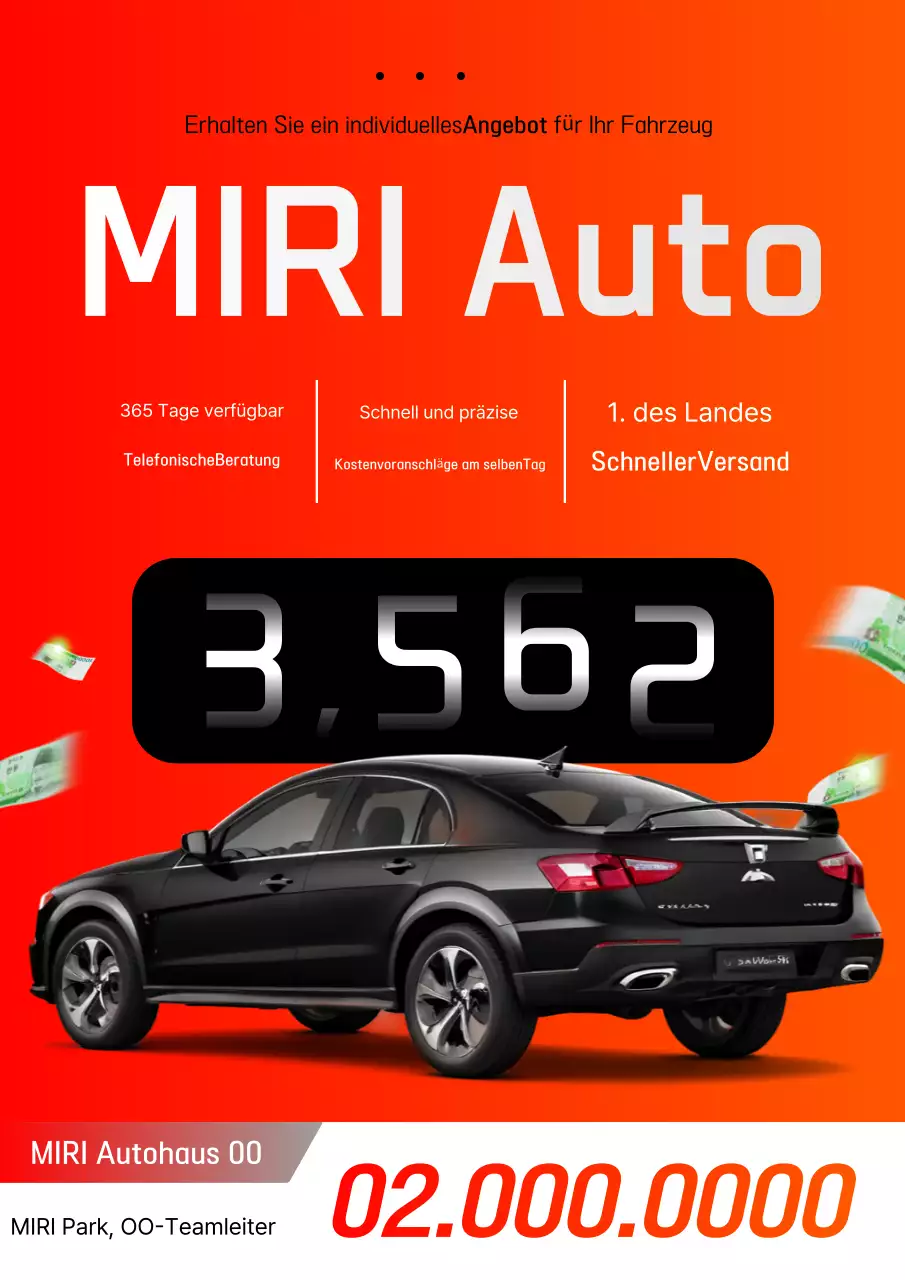 Orangefarbene moderne Autowerbung