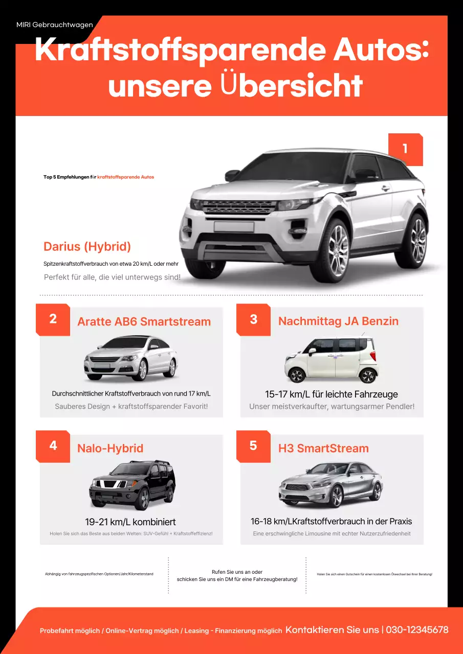 Orangefarbene moderne Autowerbung